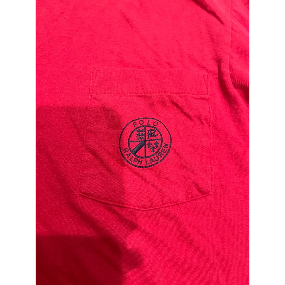 Vintage Polo Country Ralph Lauren Red Pocket T-Shirt Single Stitch Crest Logo S - Picture 9 of 10